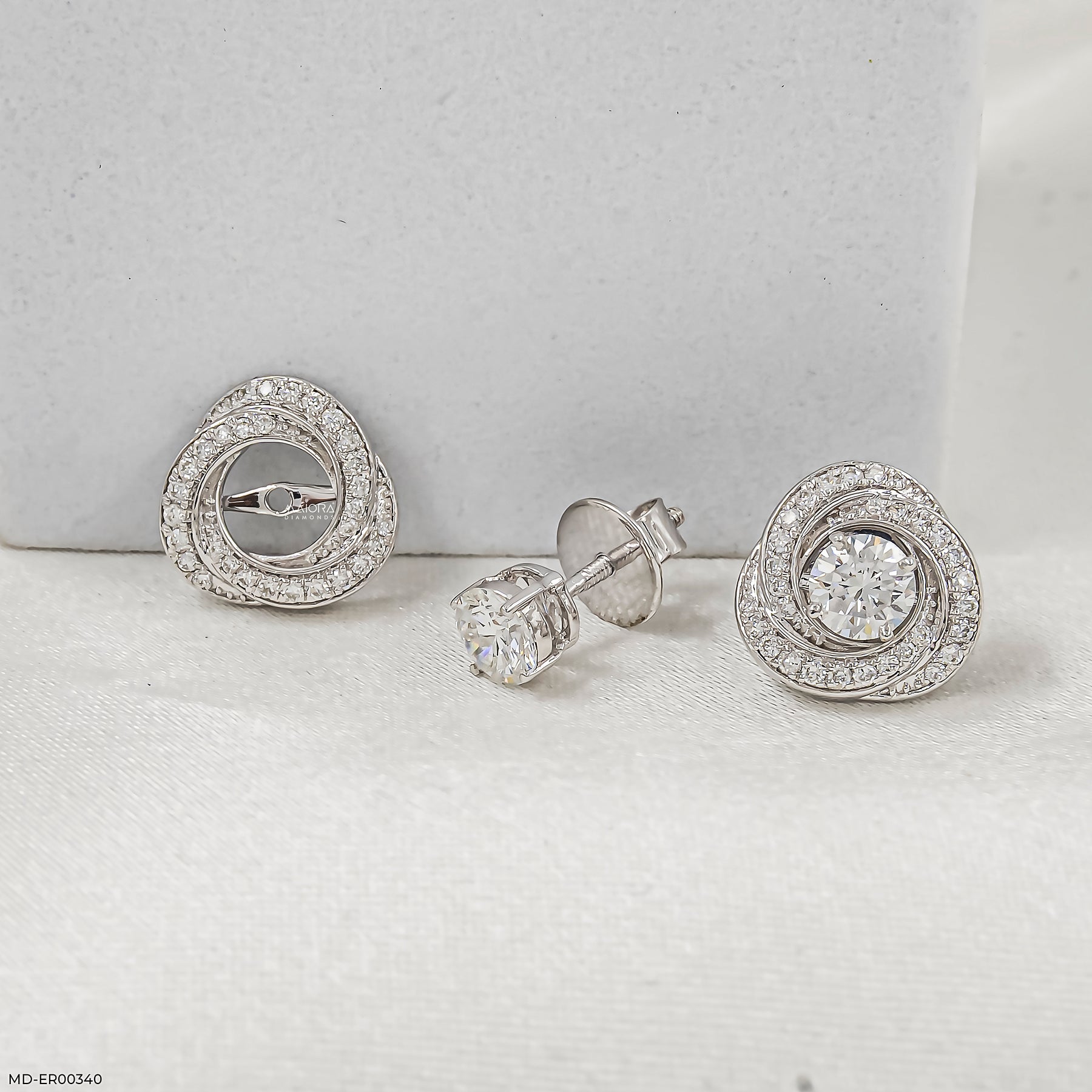 1 Carat Stellar Whirlwind Lab Diamond Studs 14K White Gold