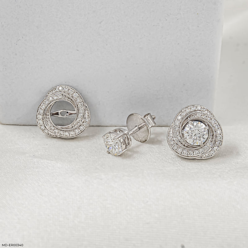 Stellar Whirlwind Lab Diamond Studs 14K White Gold