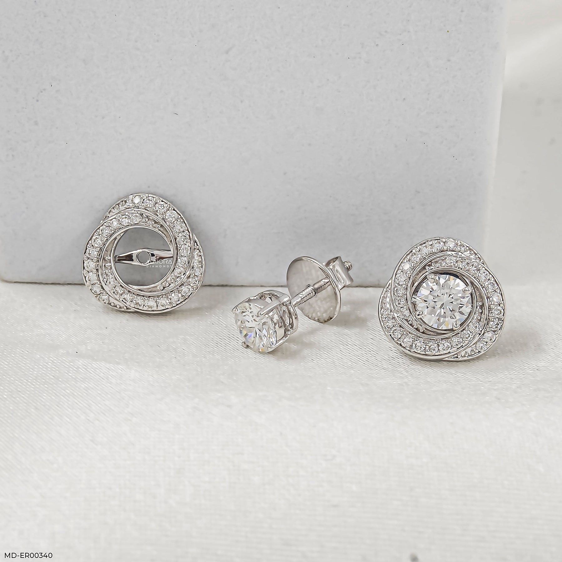 1.35 Carat Stellar Whirlwind Lab Diamond Studs 14K White Gold