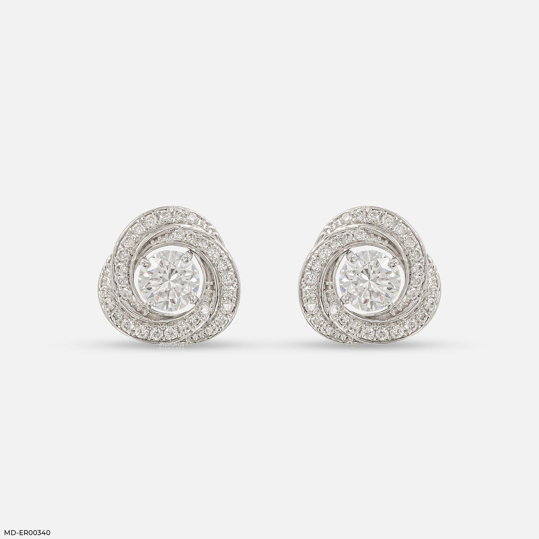 1 Carat Stellar Whirlwind Lab Diamond Studs 14K White Gold