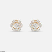 1 Carat Hexagonal Lab Diamond Cluster Stud Earrings
