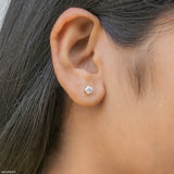 1 Carat Hexagonal Lab Diamond Cluster Stud Earrings 14K Yellow Gold