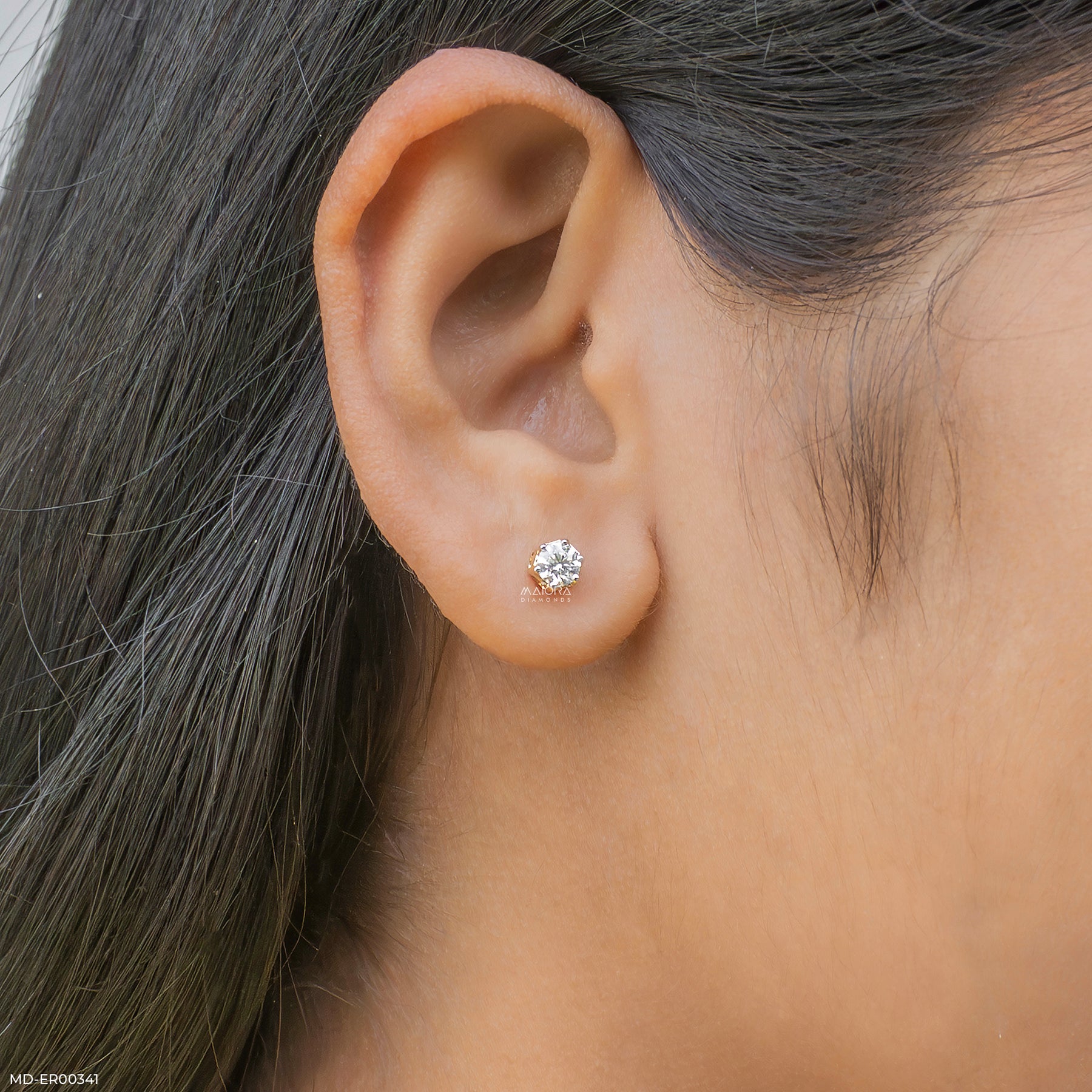 1 Carat Hexagonal Lab Diamond Cluster Stud Earrings 14K Yellow Gold