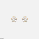 1 Carat Hexagonal Lab Diamond Cluster Stud Earrings 14K Yellow Gold