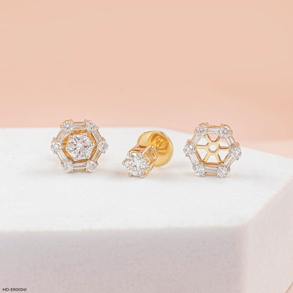 1 Carat Hexagonal Lab Diamond Cluster Stud Earrings