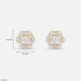 1 Carat Hexagonal Lab Diamond Cluster Stud Earrings 14K Yellow Gold
