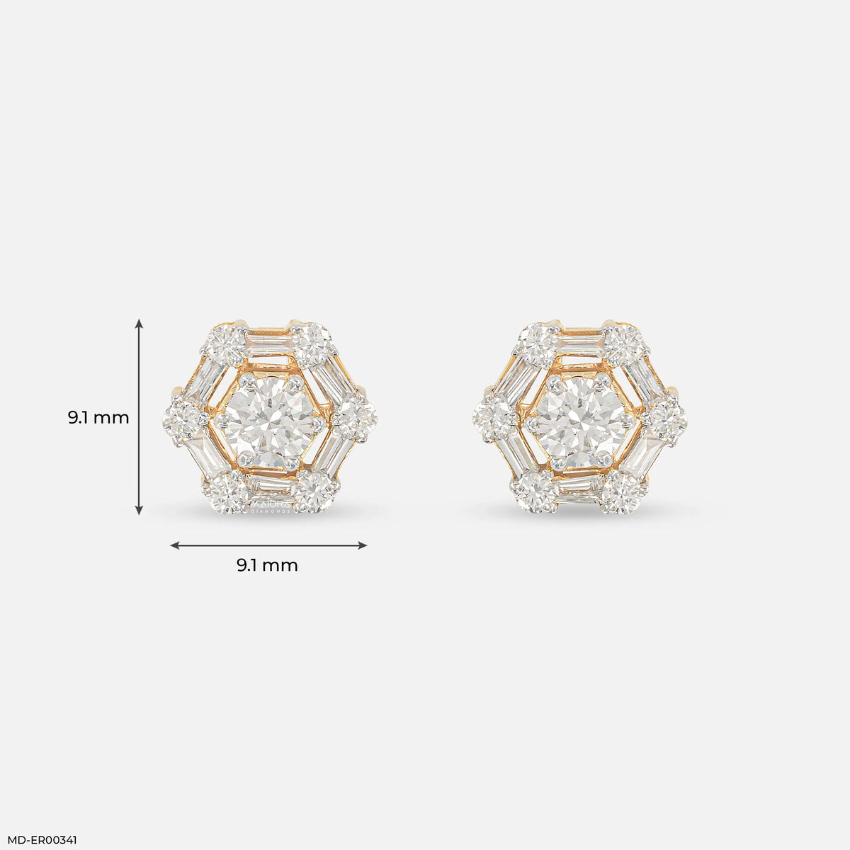 1 Carat Hexagonal Lab Diamond Cluster Stud Earrings