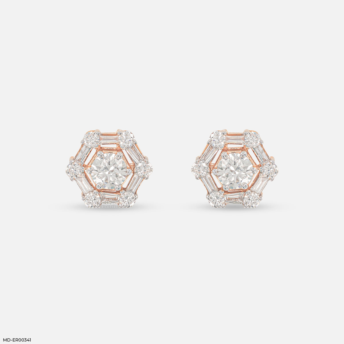 1 Carat Hexagonal Lab Diamond Cluster Stud Earrings