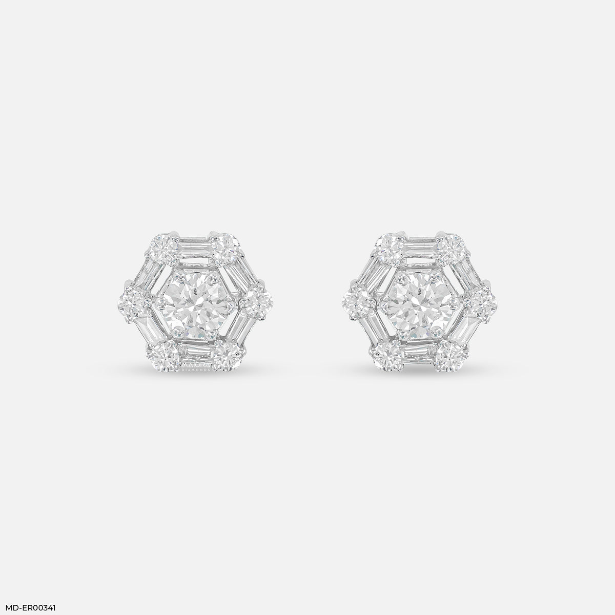 1 Carat Hexagonal Lab Diamond Cluster Stud Earrings
