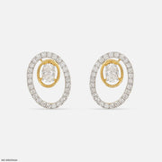 1.70 Carat Oval Halo Lab Diamond Stud Earrings 14K Yellow Gold