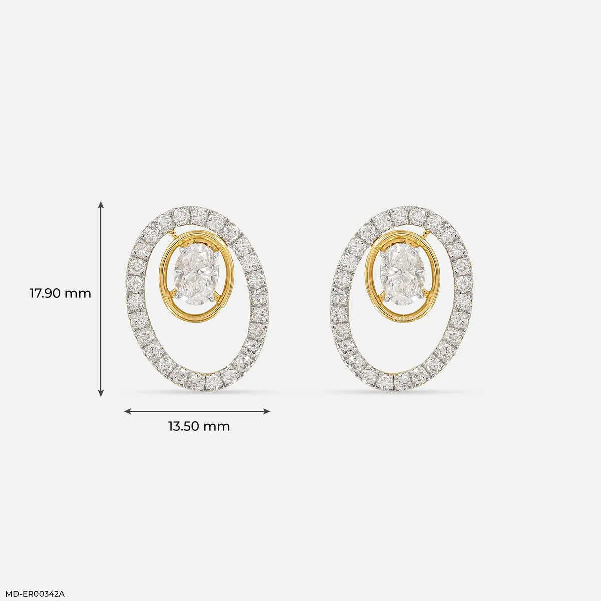 1.70 Carat Oval Halo Lab Diamond Stud Earrings