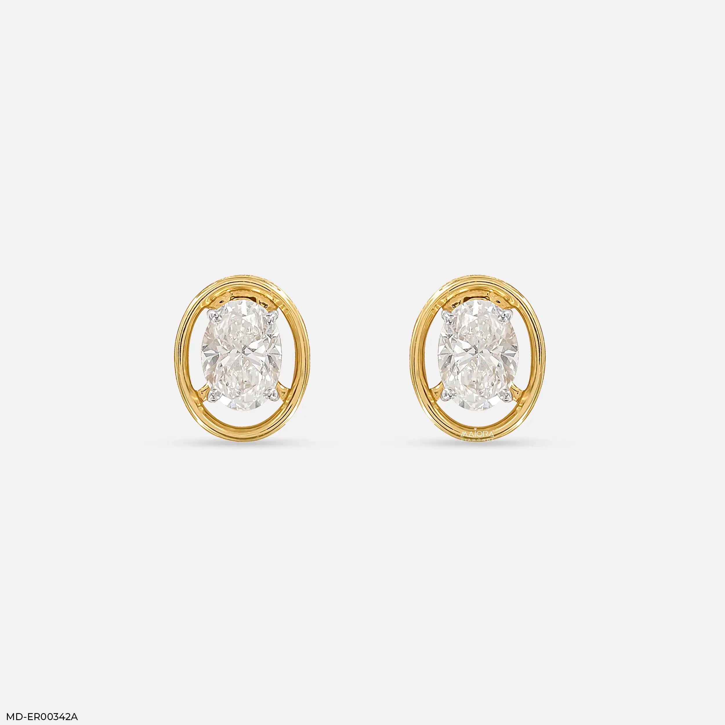 1.70 Carat Oval Halo Lab Diamond Stud Earrings 14K Yellow Gold