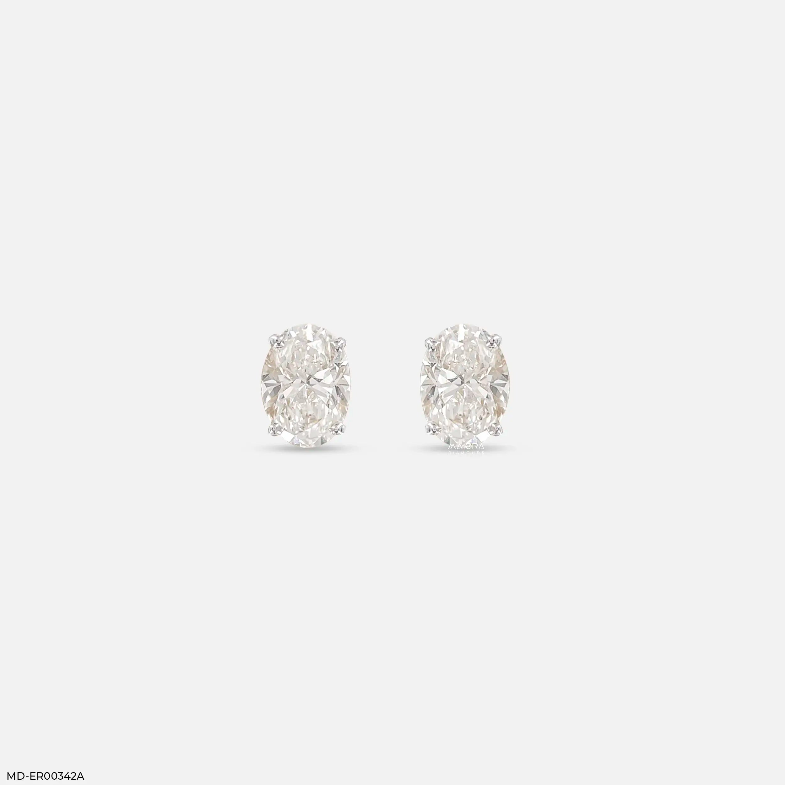 1.70 Carat Oval Halo Lab Diamond Stud Earrings 14K Yellow Gold