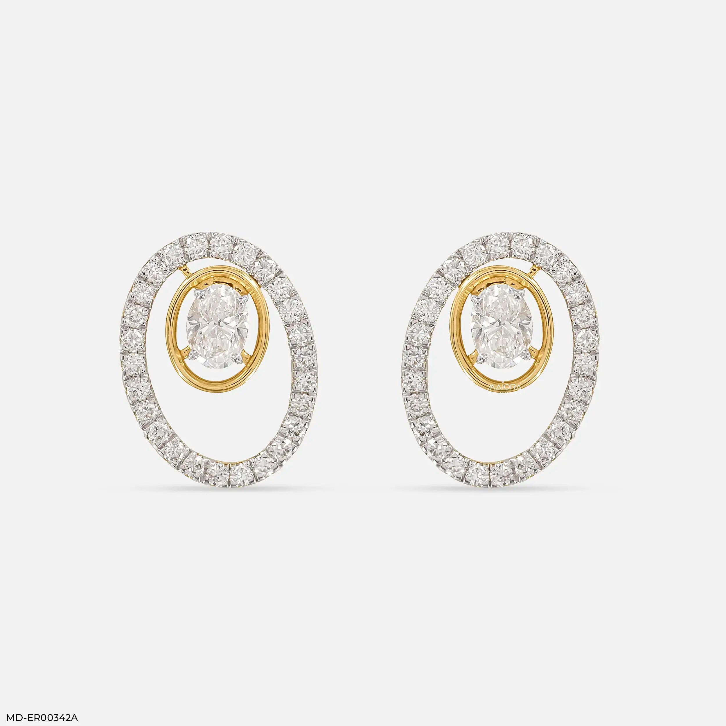 1.70 Carat Oval Halo Lab Diamond Stud Earrings