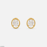 Oval Halo Lab Diamond Stud Earrings 14K Yellow Gold