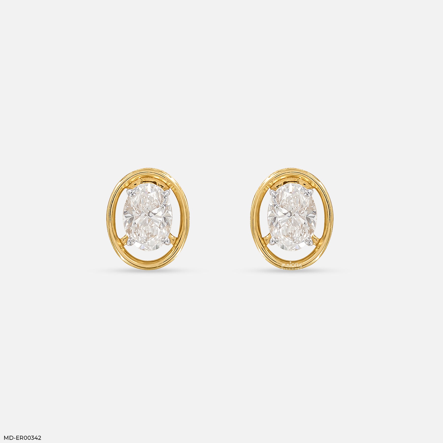 1.5 Carat Oval Halo Lab Diamond Stud Earrings 14K Yellow Gold