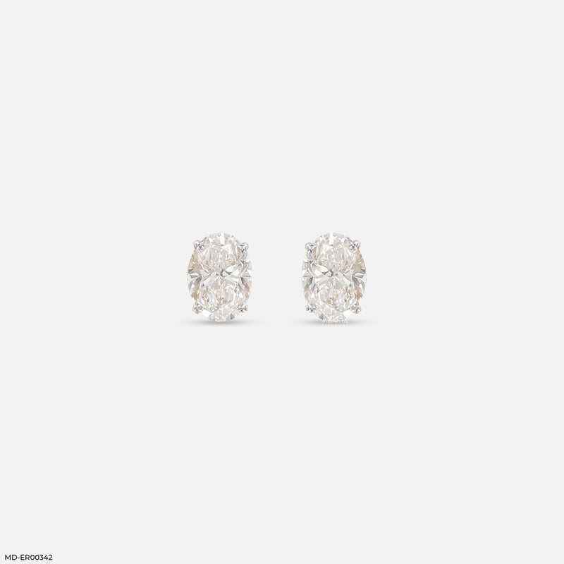 Oval Halo Lab Diamond Stud Earrings 14K Yellow Gold