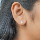 Oval Halo Lab Diamond Stud Earrings 14K Yellow Gold