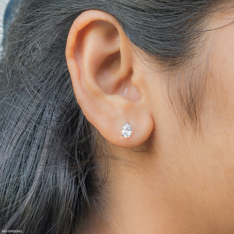 Oval Halo Lab Diamond Stud Earrings 14K Yellow Gold
