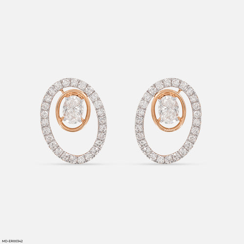 Oval Halo Lab Diamond Stud Earrings 14K Yellow Gold