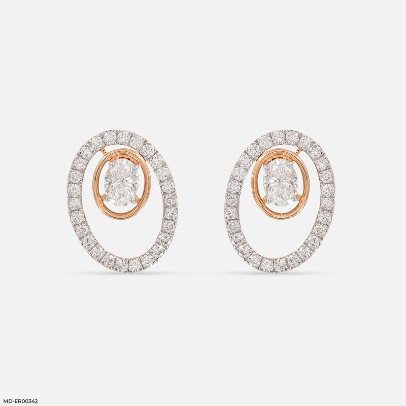 Oval Halo Lab Diamond Stud Earrings 14K Yellow Gold