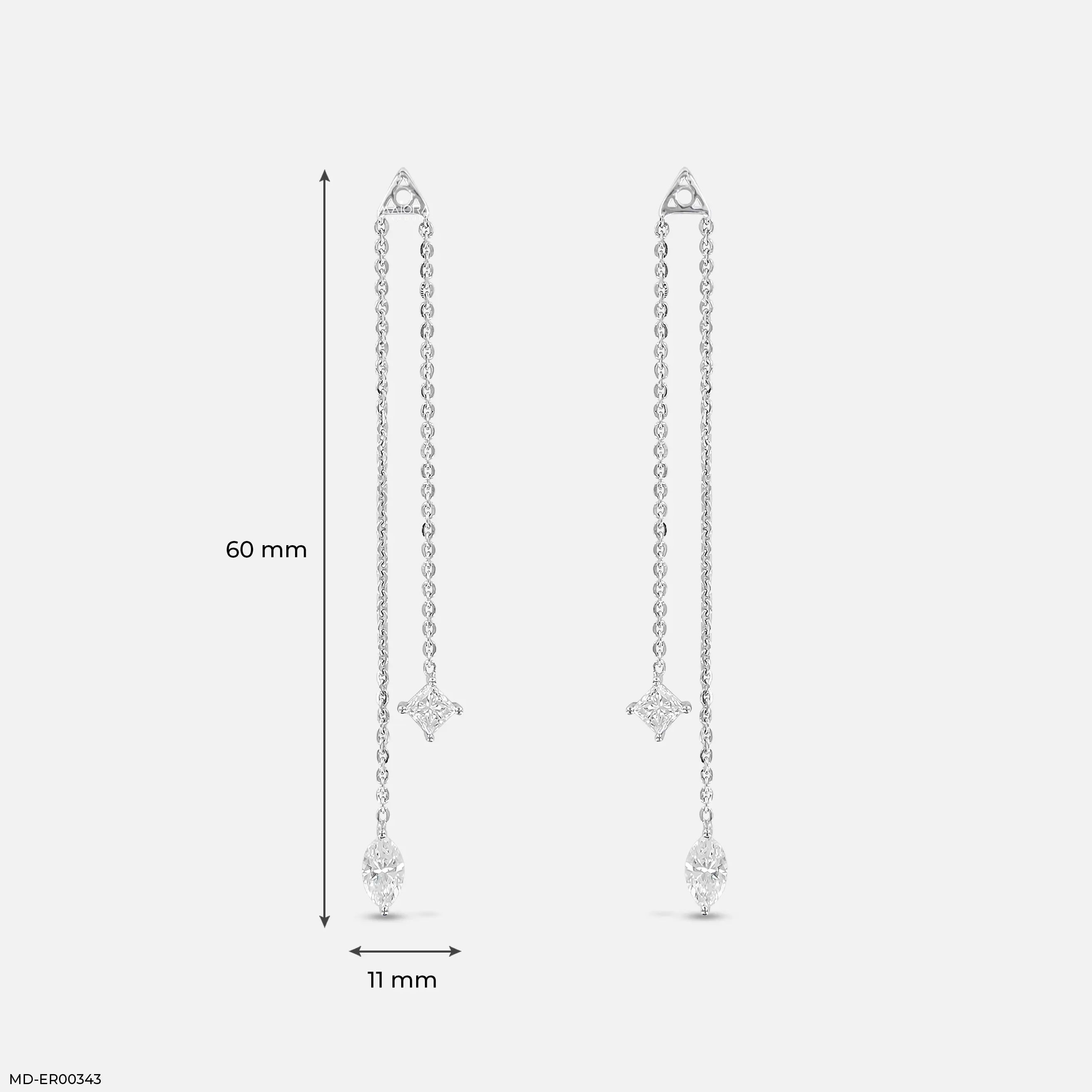 1 Carat Cascading Lab Diamond Chain Earrings 18K White Gold