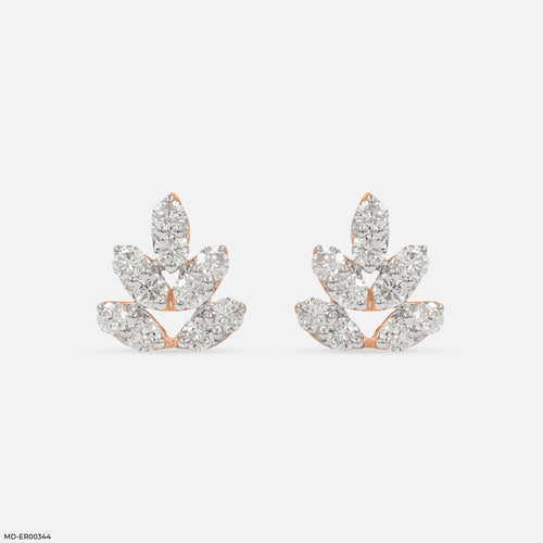 Leaf Lab Diamond Stud Earrings 14K Rose Gold