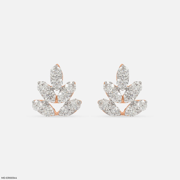 Leaf Lab Diamond Stud Earrings 14K Rose Gold