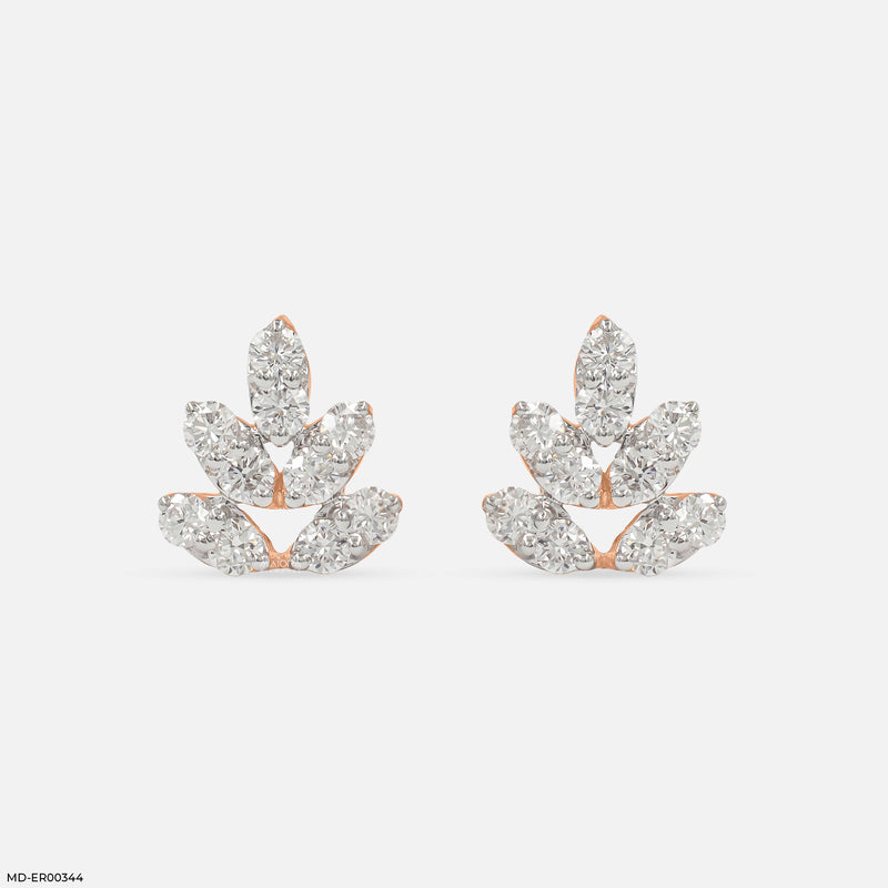 Leaf Lab Diamond Stud Earrings 14K Rose Gold