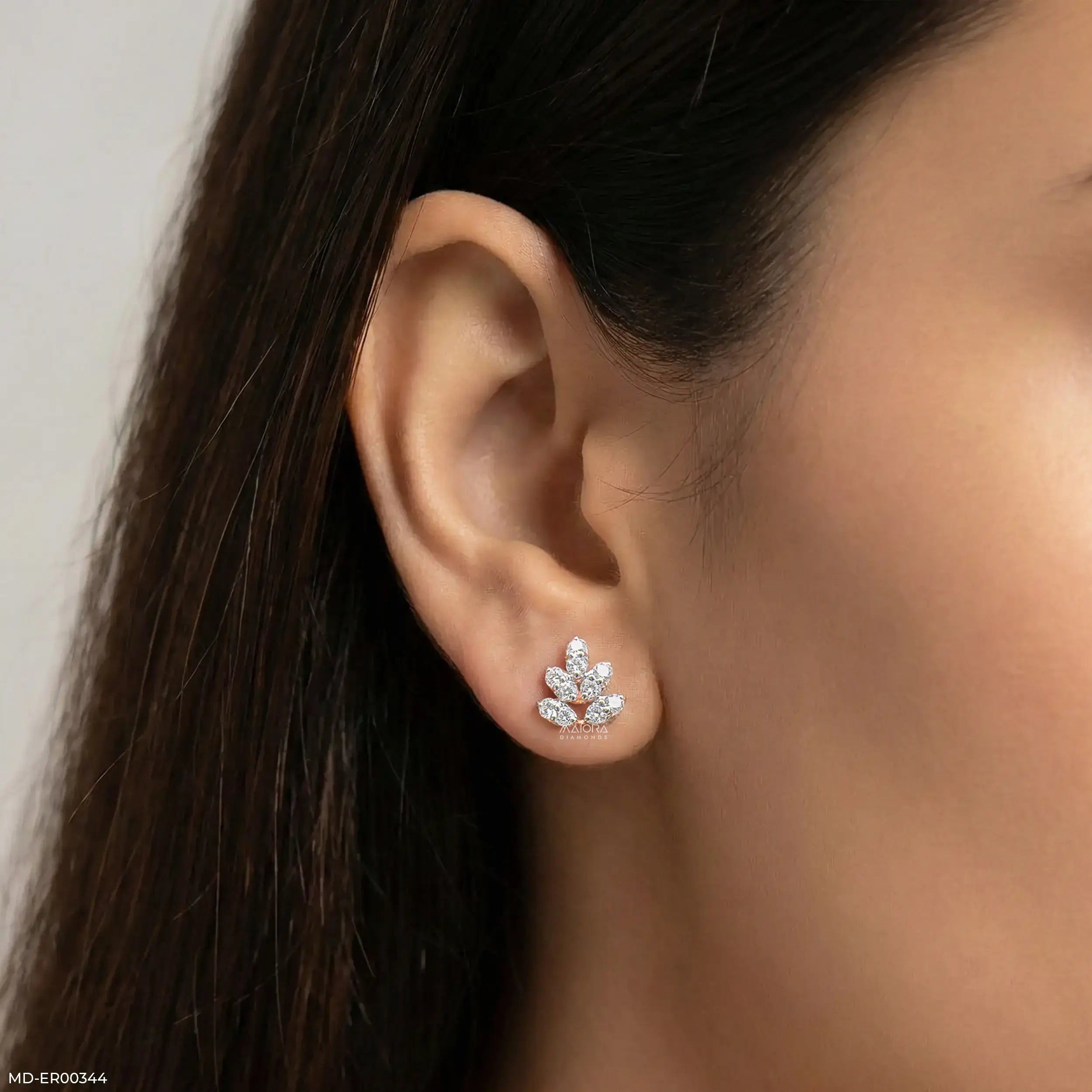 0.75 Carat Leaf Lab Diamond Stud Earrings