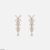 1.30 Carat Duet Floral Lab Diamond Drop Earrings 18K Yellow Gold