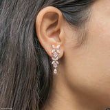 1.30 Carat Duet Floral Lab Diamond Drop Earrings 18K Yellow Gold