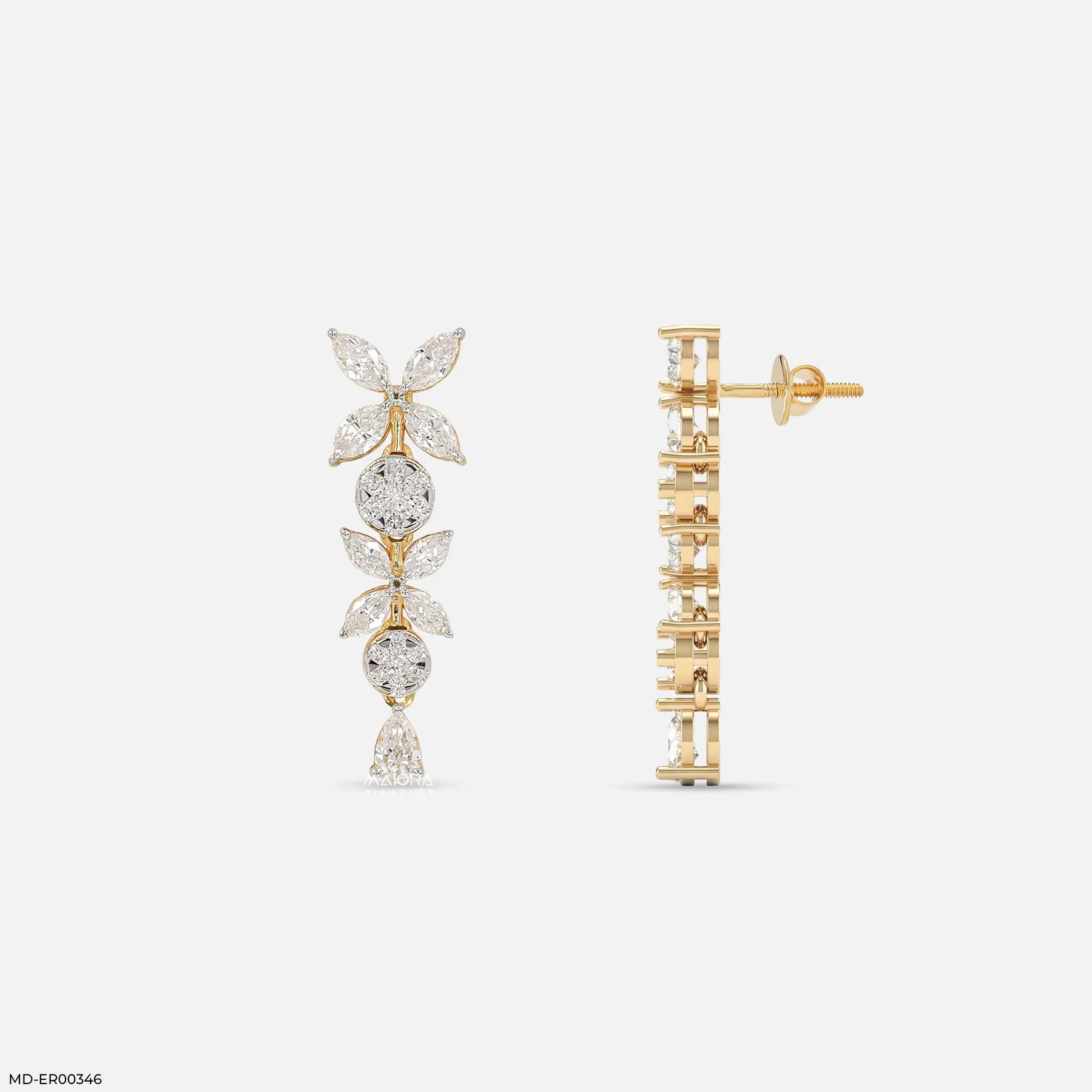 Sparkle Flora Diamond Earrings 9K White Gold