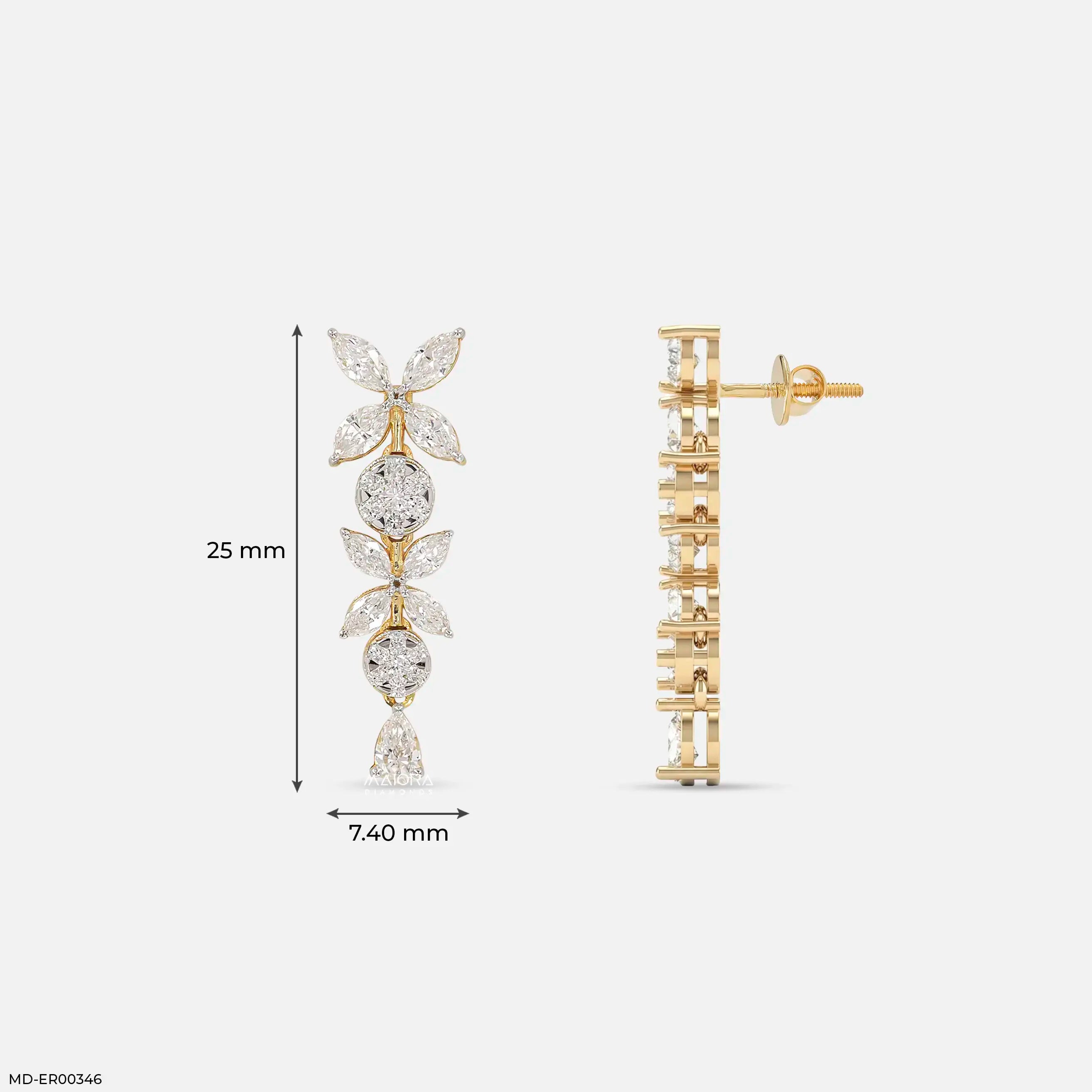Sparkle Flora Diamond Earrings 9K Rose Gold