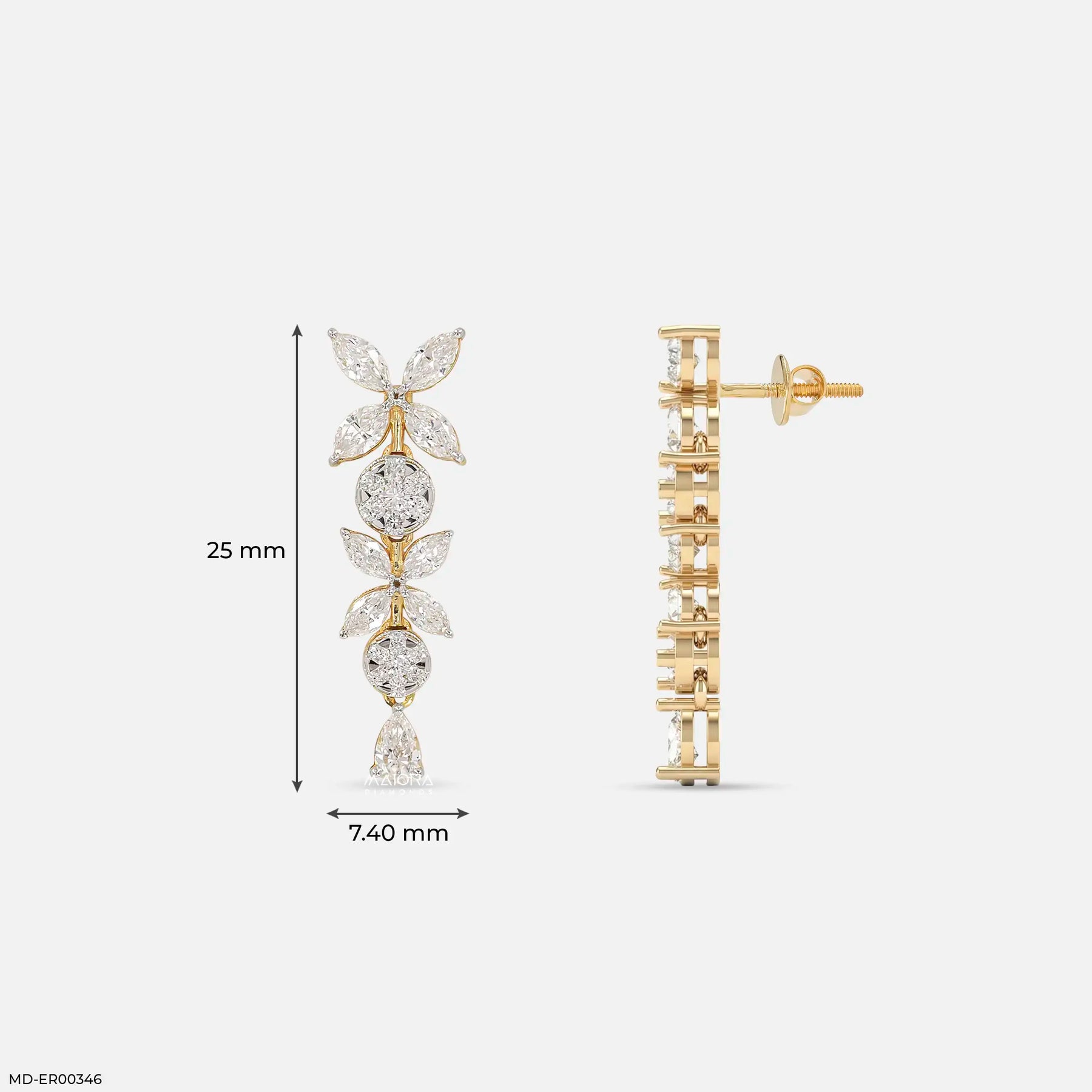 Sparkle Flora Diamond Earrings 9K White Gold