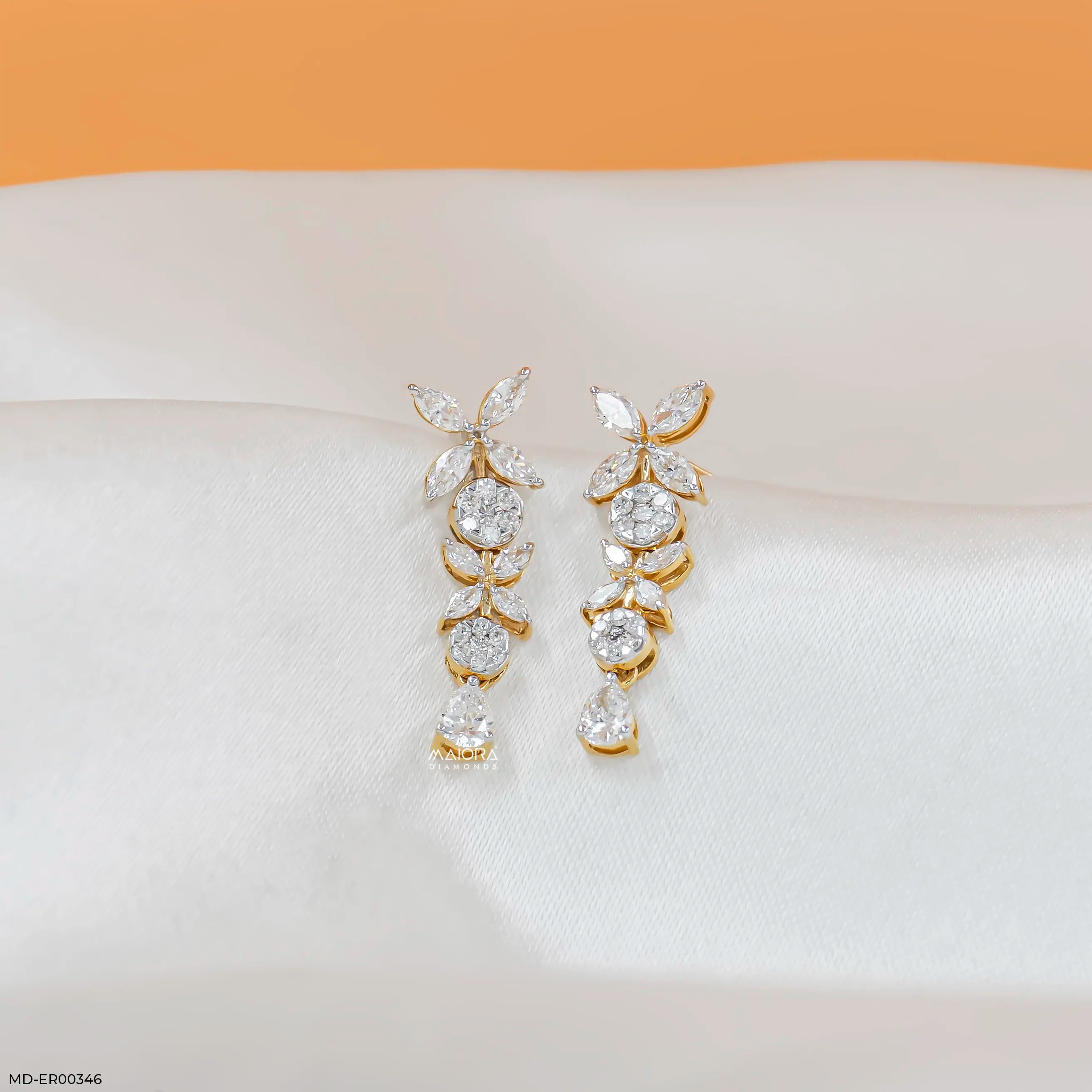 Sparkle Flora Diamond Earrings 9K Rose Gold