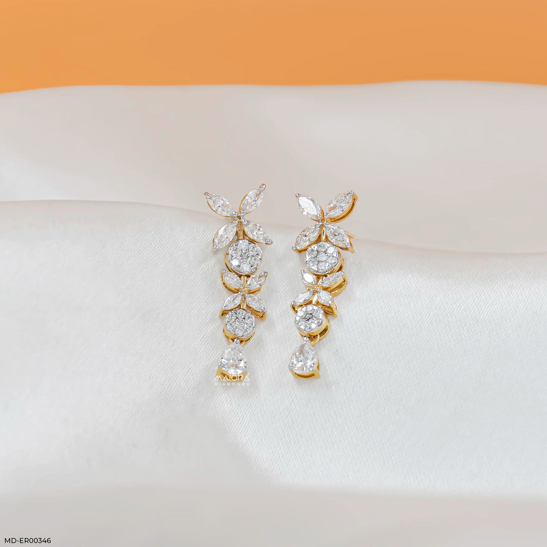 Sparkle Flora Diamond Earrings 9K White Gold