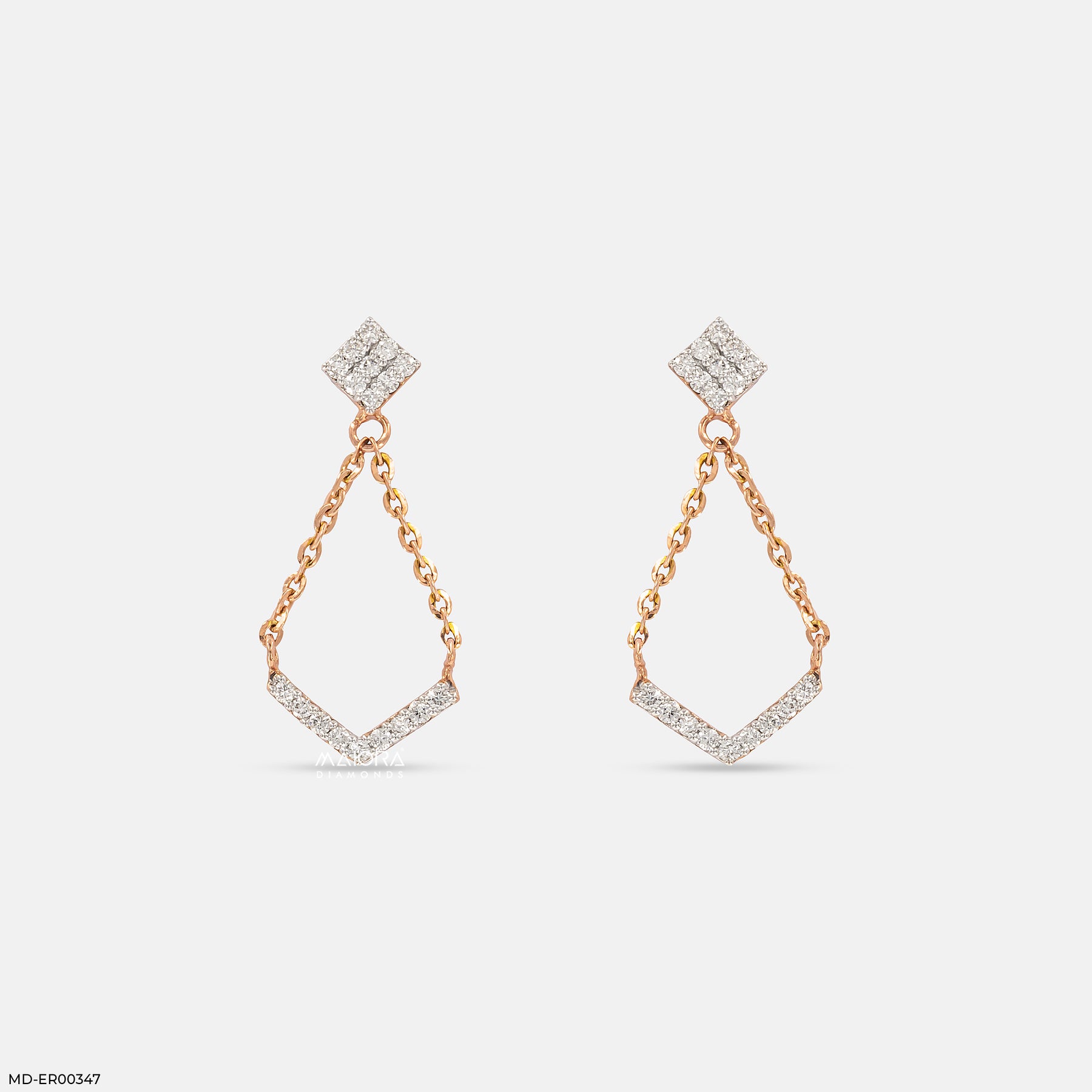 0.35 Carat A-Line Drop Chain Earrings 9K Rose Gold