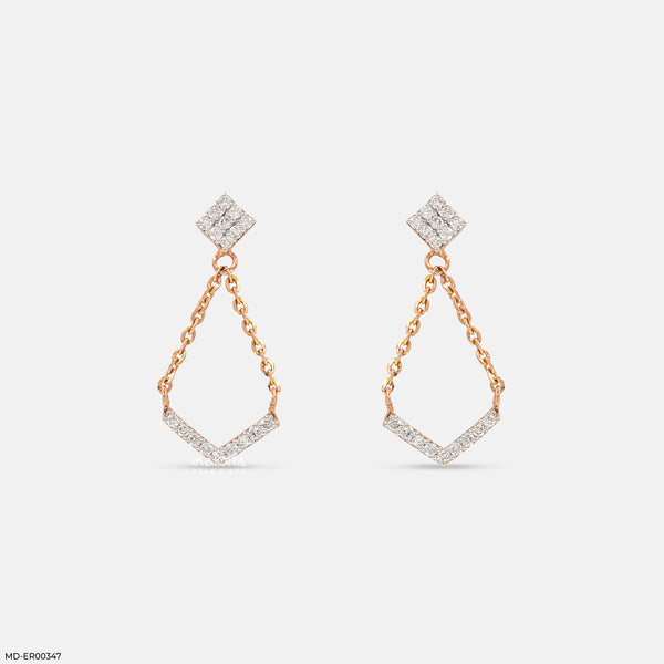 0.35 Carat A-Line Drop Chain Earrings 9K Rose Gold