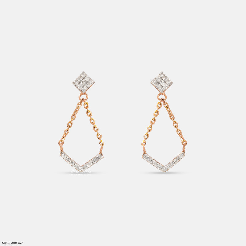 0.35 Carat A-Line Drop Chain Earrings 9K Rose Gold