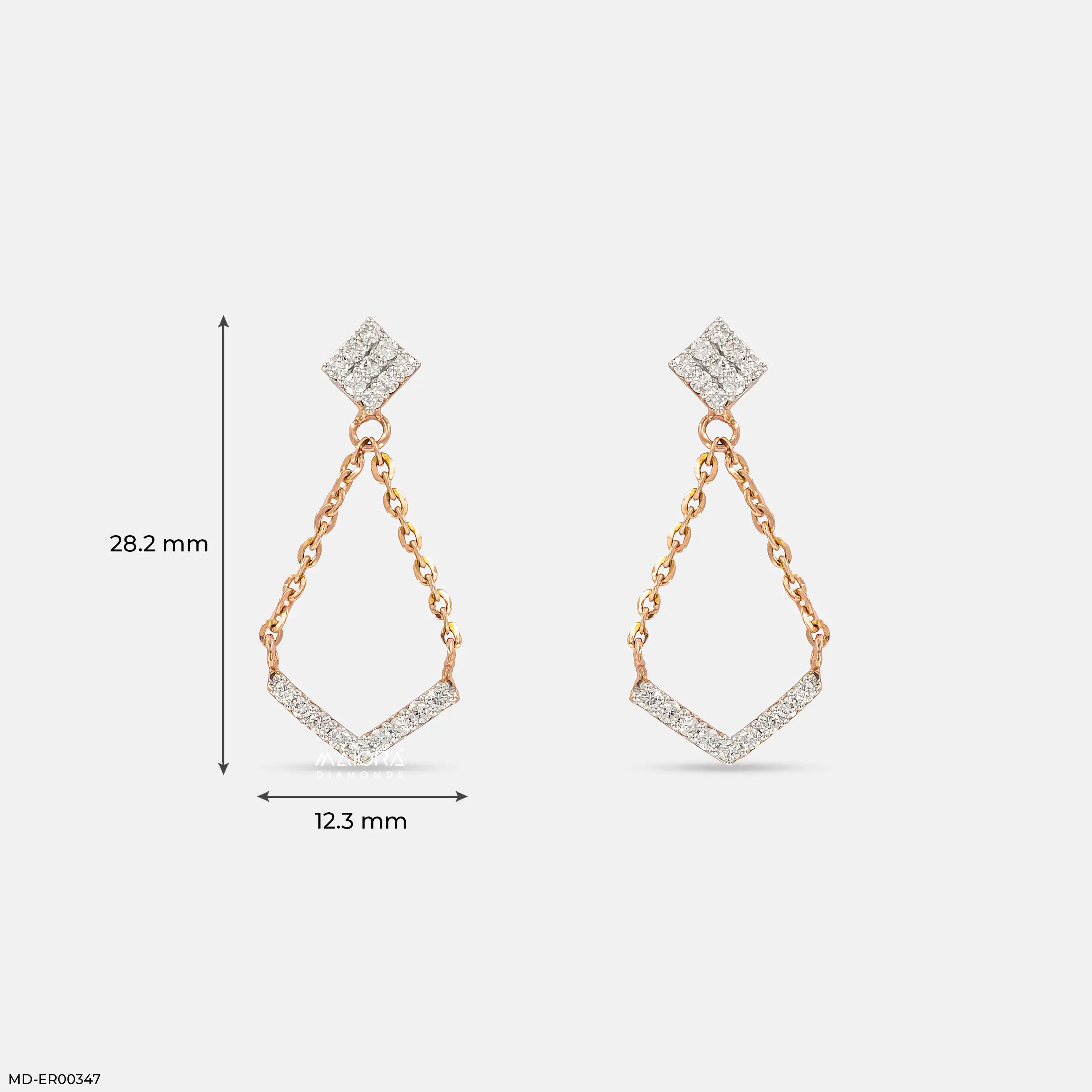 0.35 Carat A-Line Drop Chain Earrings 9K Rose Gold