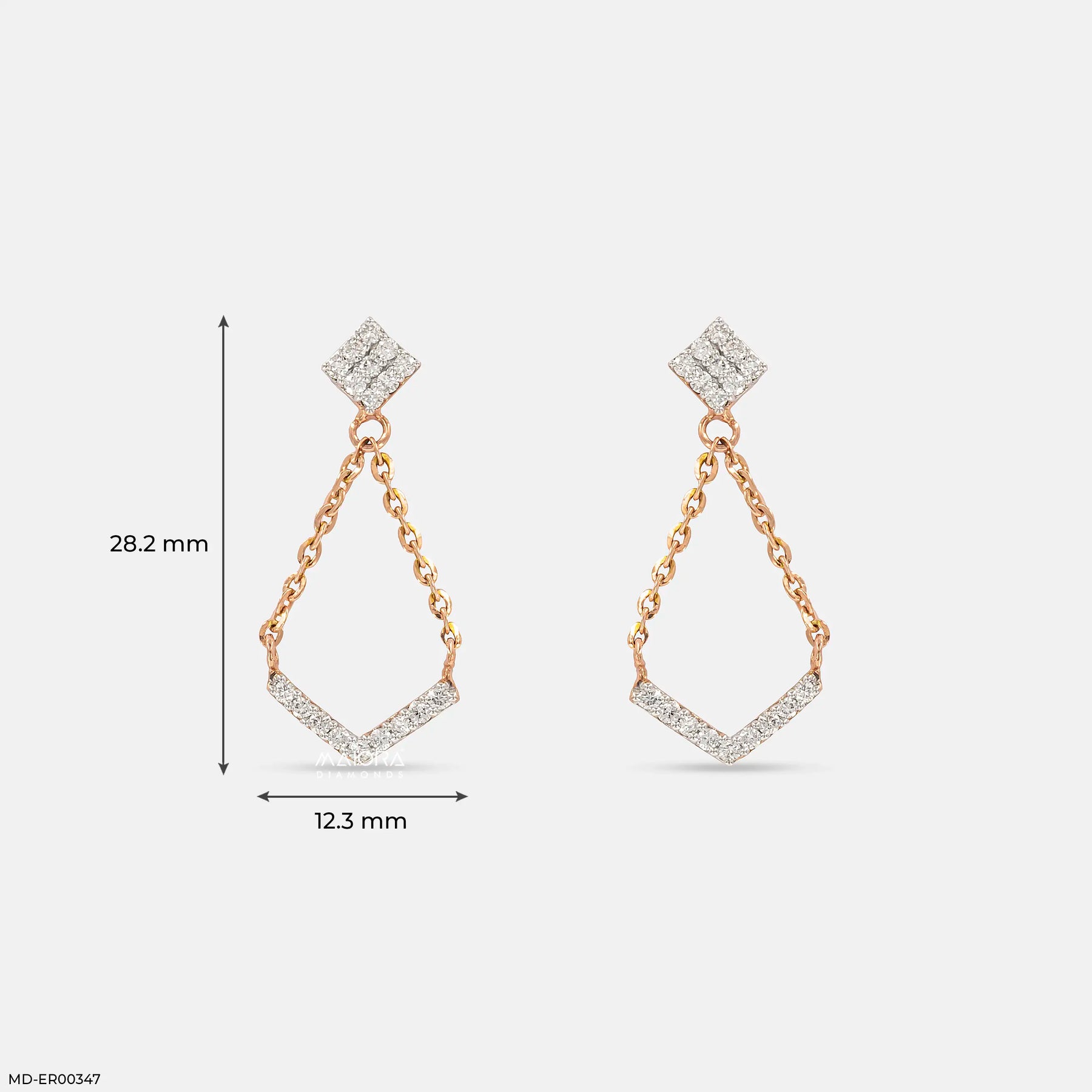 0.35 Carat A-Line Drop Chain Earrings 9K Rose Gold