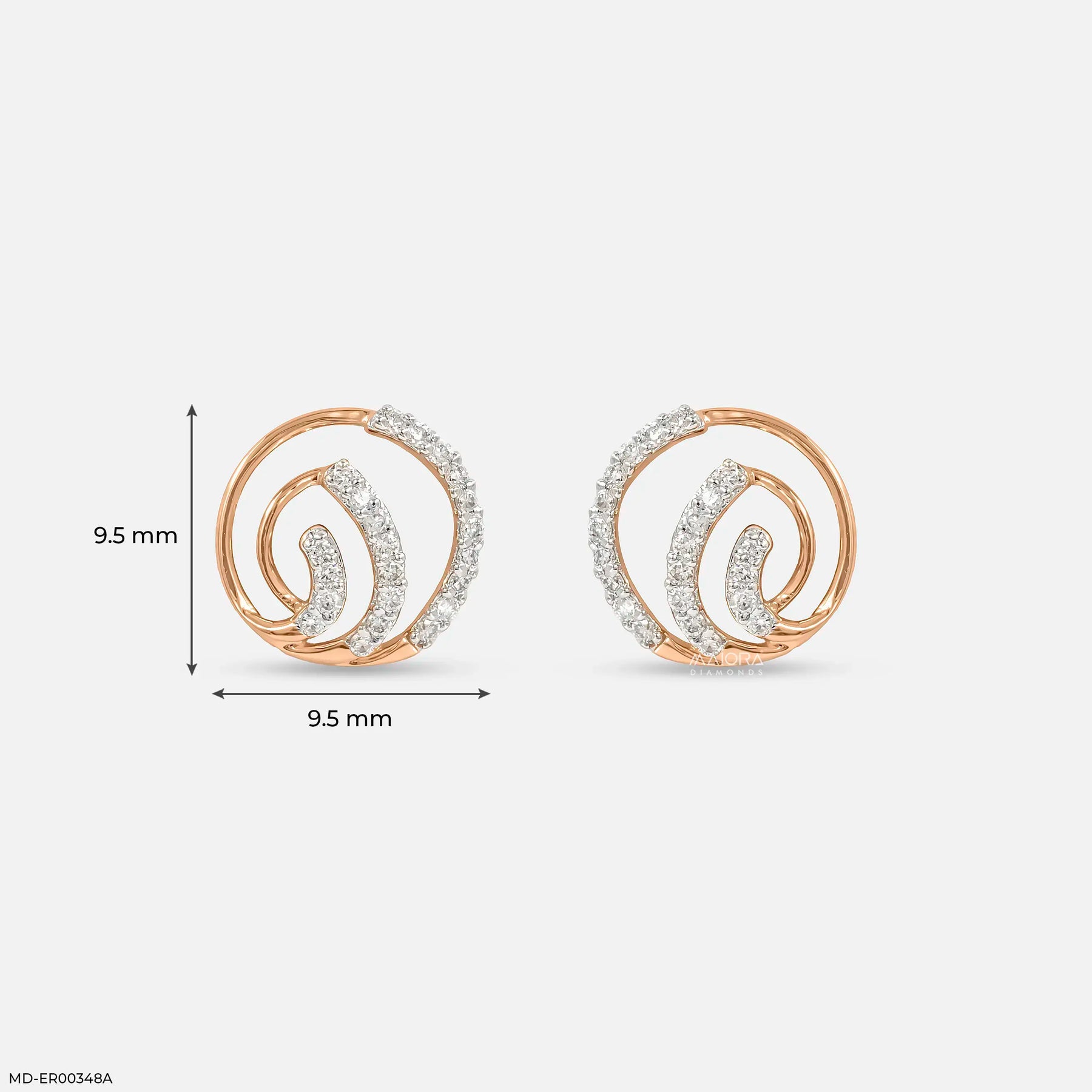 0.20 Carat Celestial Spiral Lab Diamond Earrings 14K Rose Gold