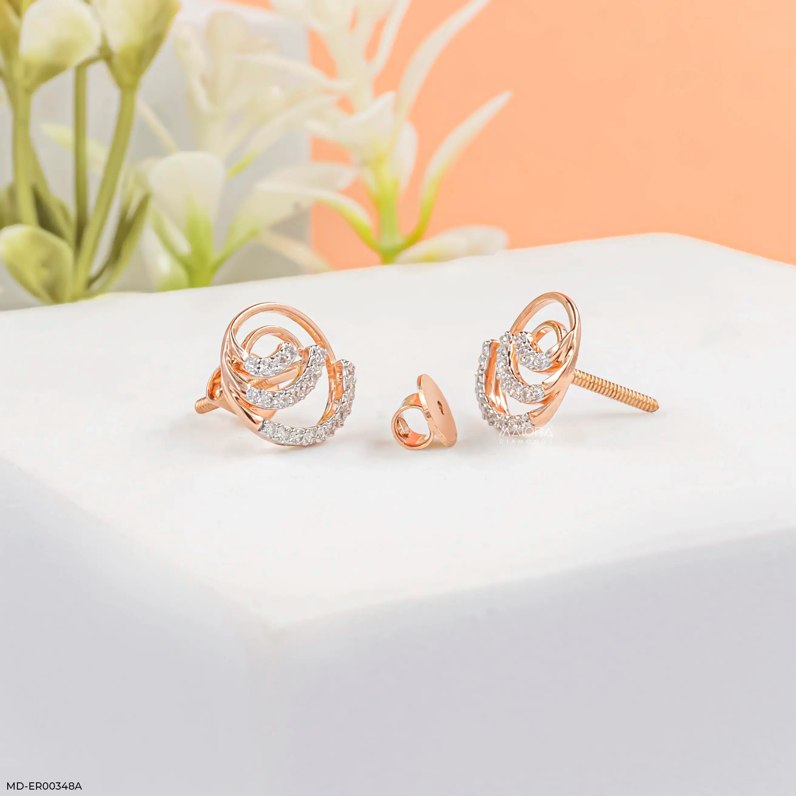0.20 Carat Celestial Spiral Lab Diamond Earrings 14K Rose Gold