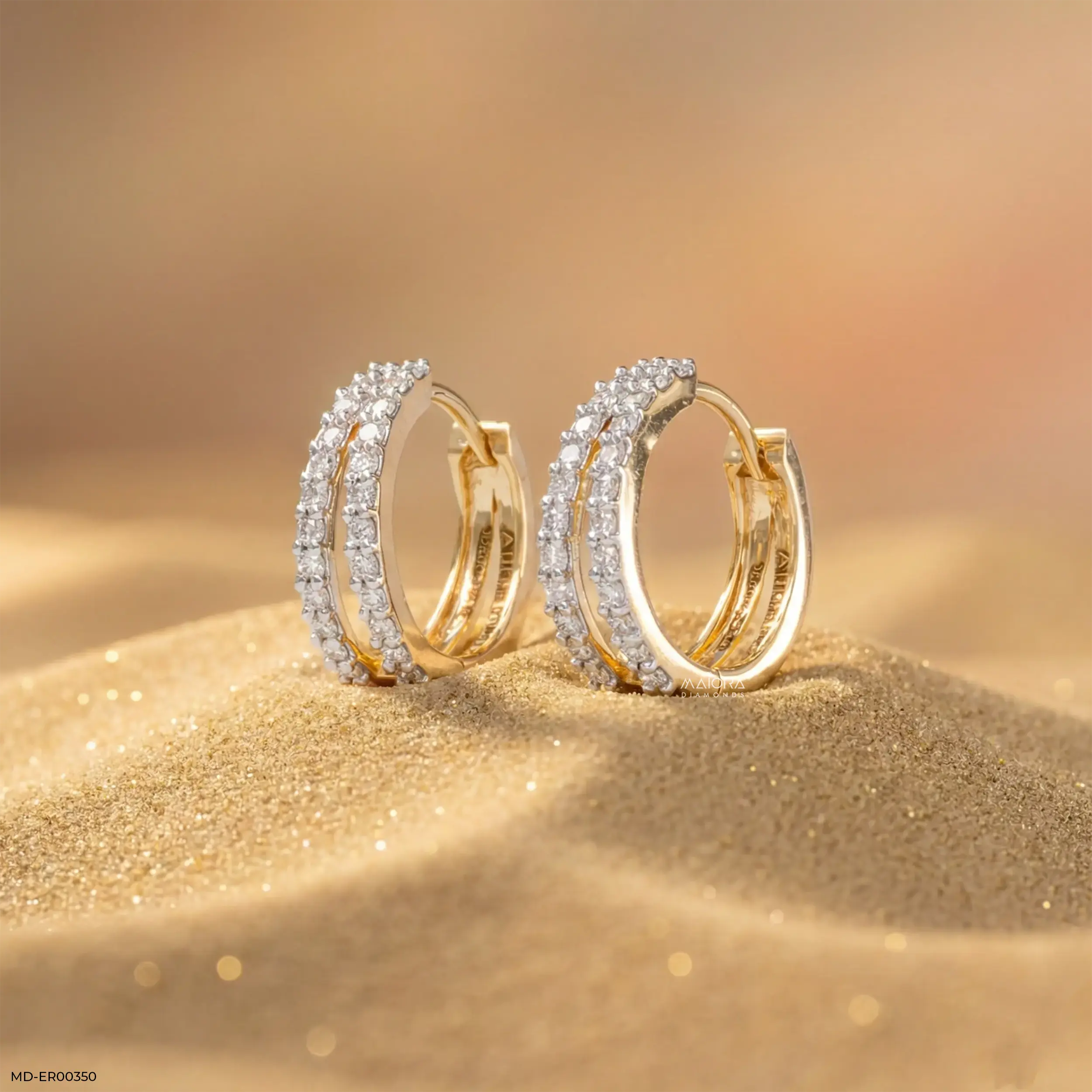 0.5 Carat Round Embrace Solitaire Diamond Stud 9K Yellow Gold