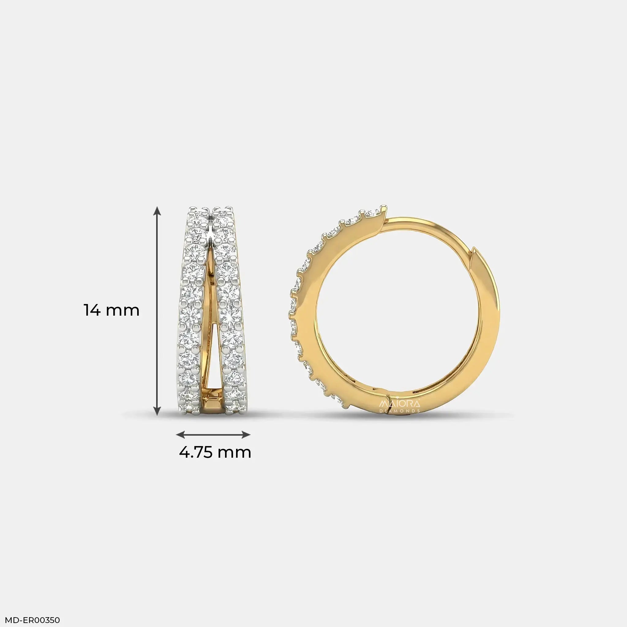 0.5 Carat Round Embrace Solitaire Diamond Stud 9K Yellow Gold