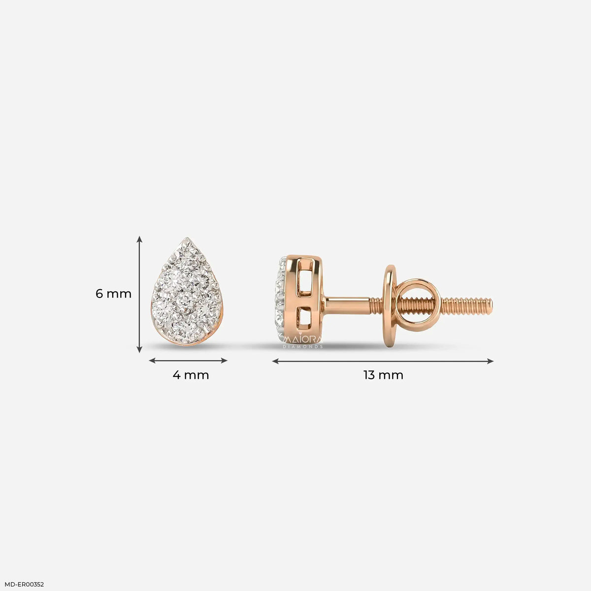 0.15 Carat Pear Shaped Cluster Lab Diamond Earrings