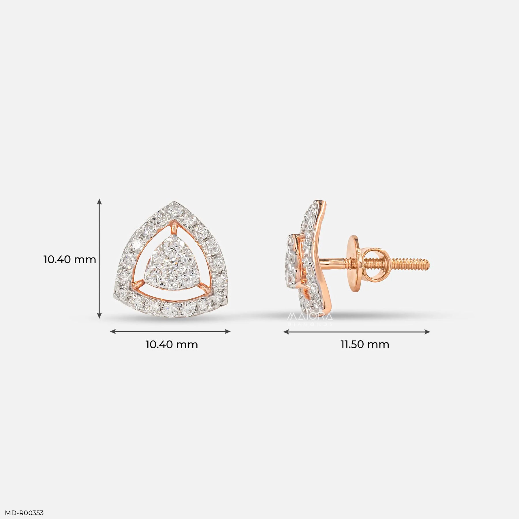 0.65 Carat TriGrace Lab Diamond Studs 14K Rose Gold