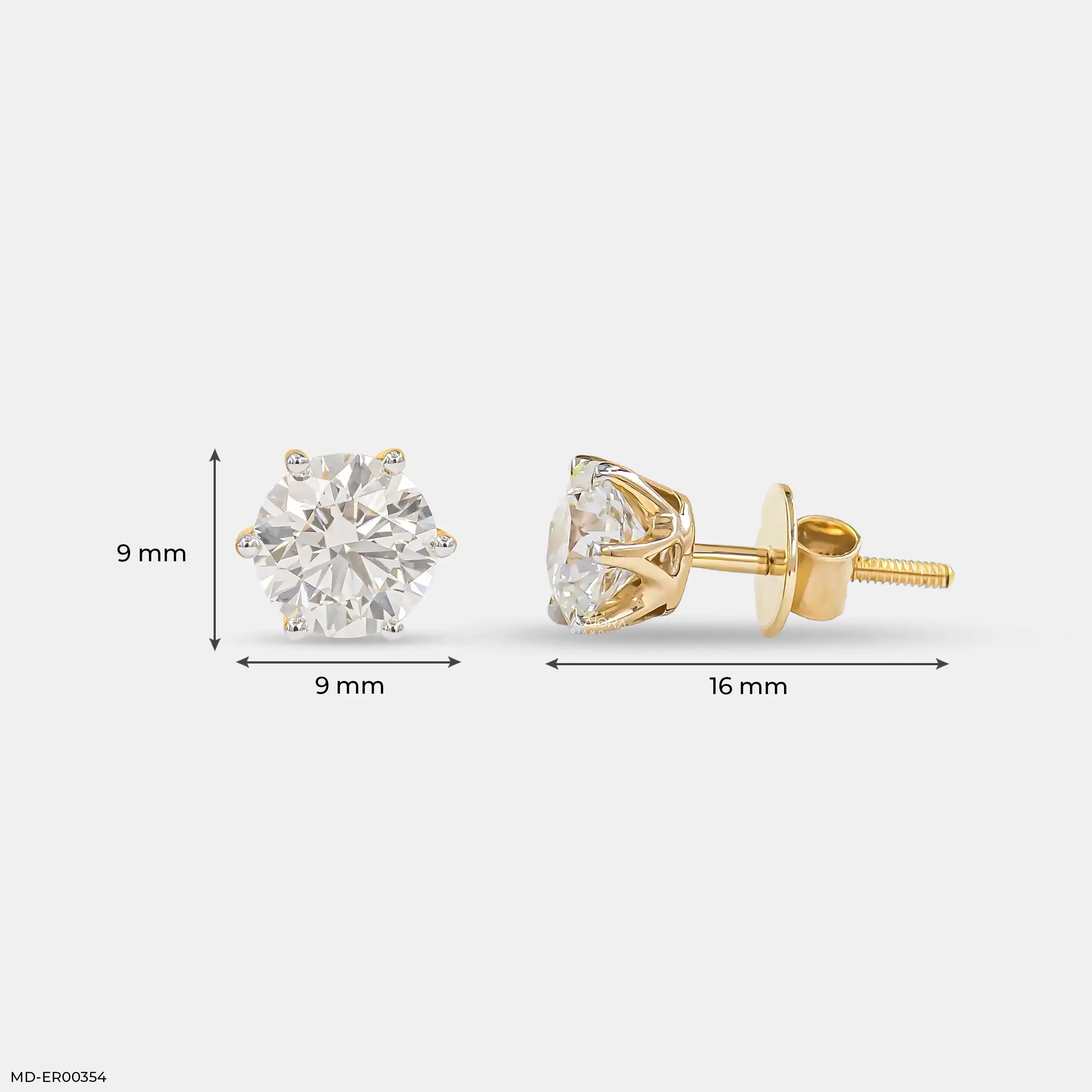 3 Carat Round Solitaire Diamond Earrings Platinum 950