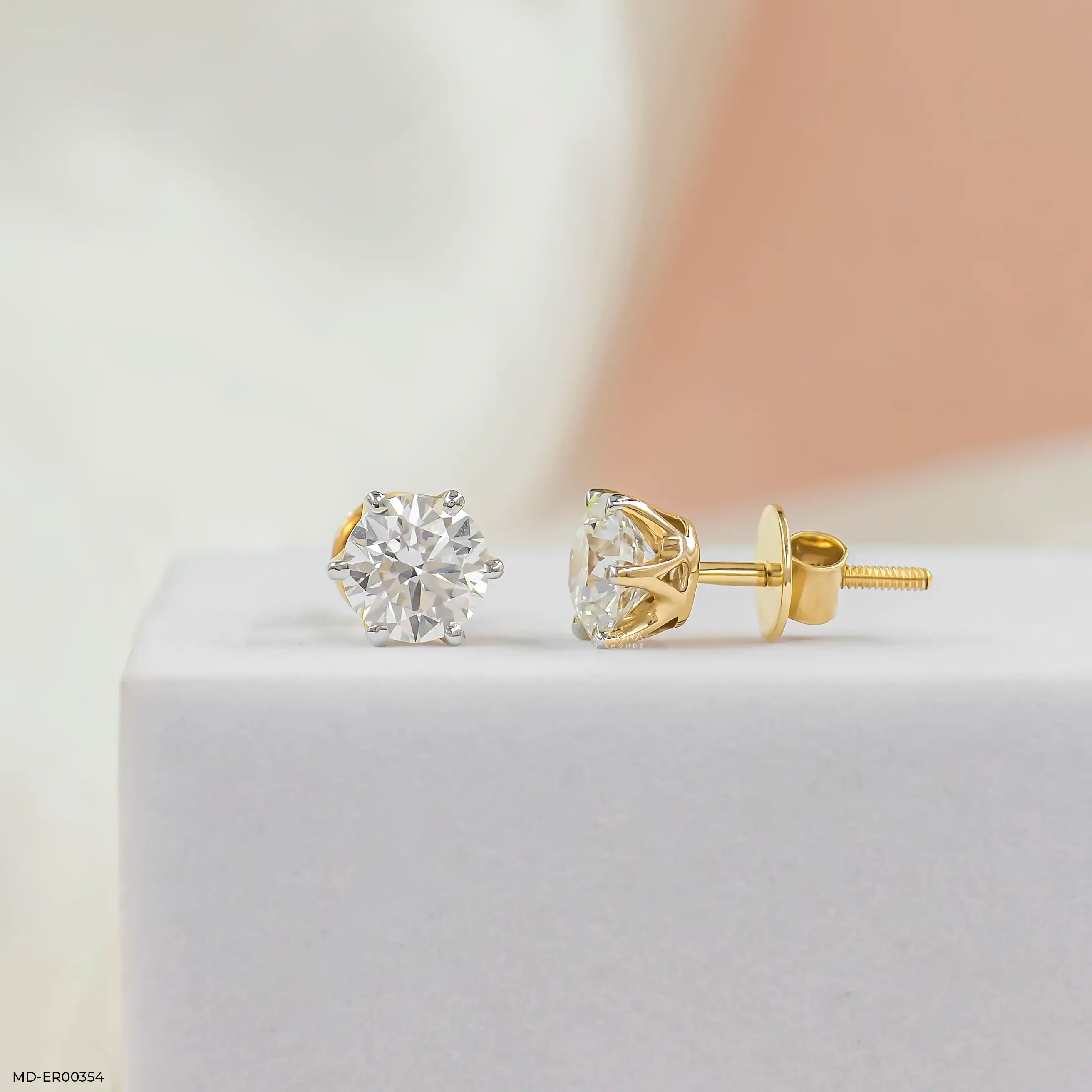3 Carat Round Solitaire Diamond Earrings Platinum 950
